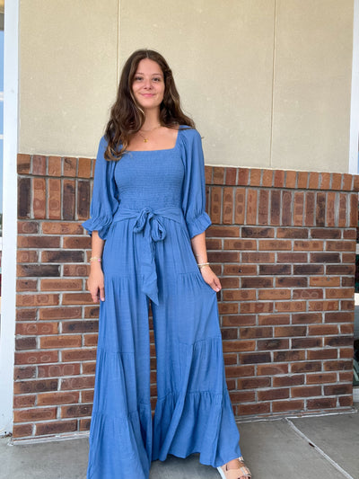 Jenny Wide Leg Smocked Jumpsuit