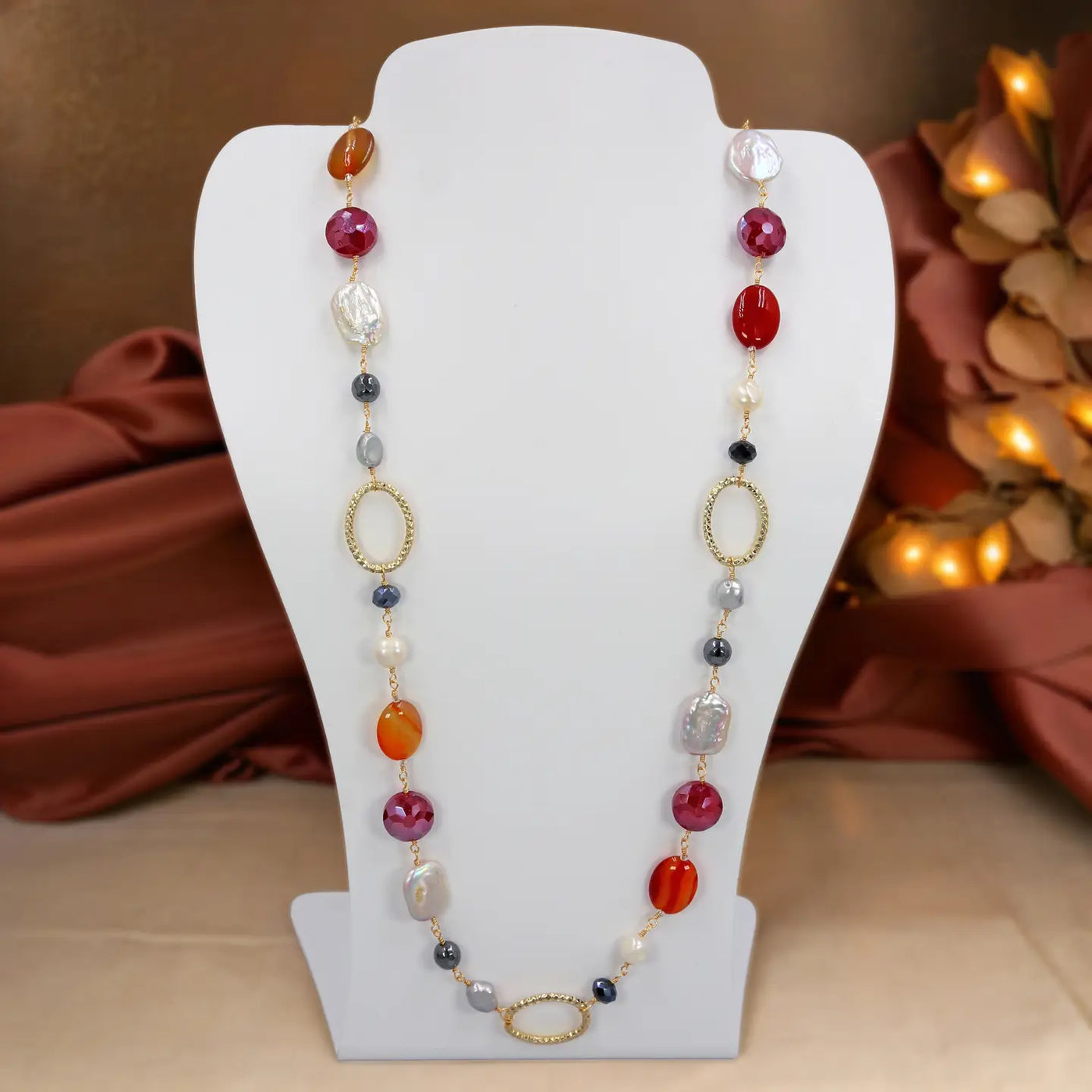 Multi-Stone and Freshwater Pearl Necklace