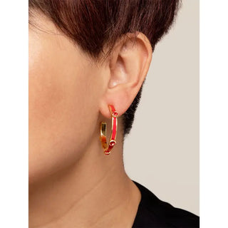 Zenzii Enamel Hoop Earring with Crystals