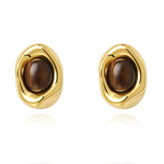 Sahira Saylor Tiger Eye Studs - Tarnish Resistant
