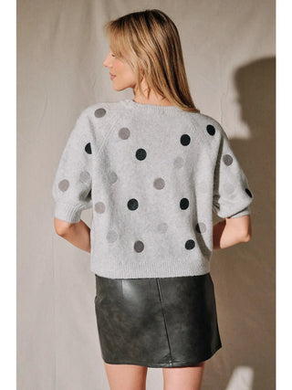 Polka Dot Short Sleeve Sweater
