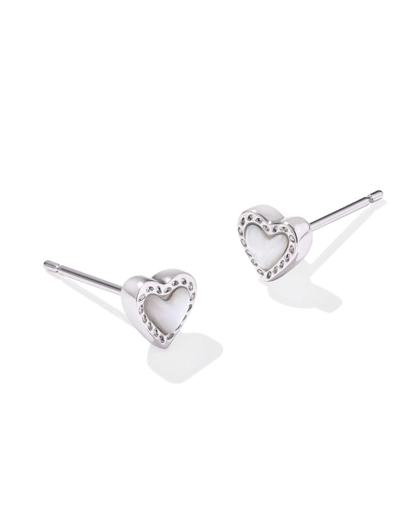 Mini Ari Heart Stud Earring Silver Ivory MOP