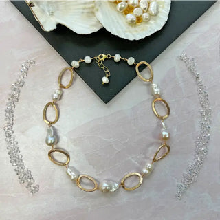 Cultured Pearl & Gold-Tone Ring Necklace