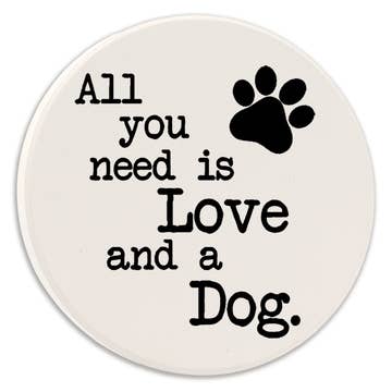 Love and a Dog Round Tipsy Car Coaster