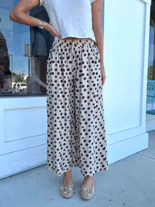 Umgee Polka Dot Wide Leg Pants