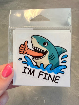 I'm Fine Shark Medium Sticker