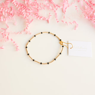 Beaded Blondes Dainty Poppi Bracelet in Black