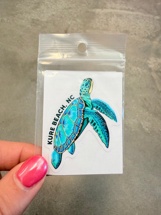 Teal Turtle Kure Beach Cell Phone Sticker