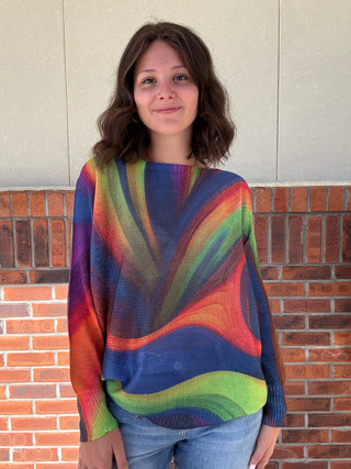 Multi Color Swirls One Size Sweater