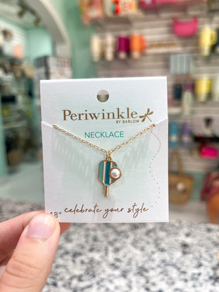 Periwinkle Teal Pickleball Necklace