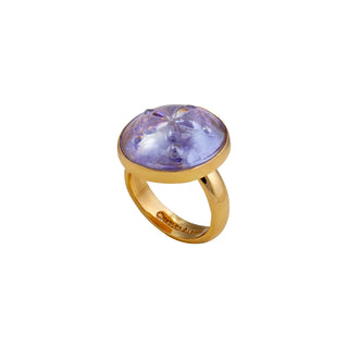 Alchemia Sand Dollar Iridescent Lavender Glass Adjustable Ring