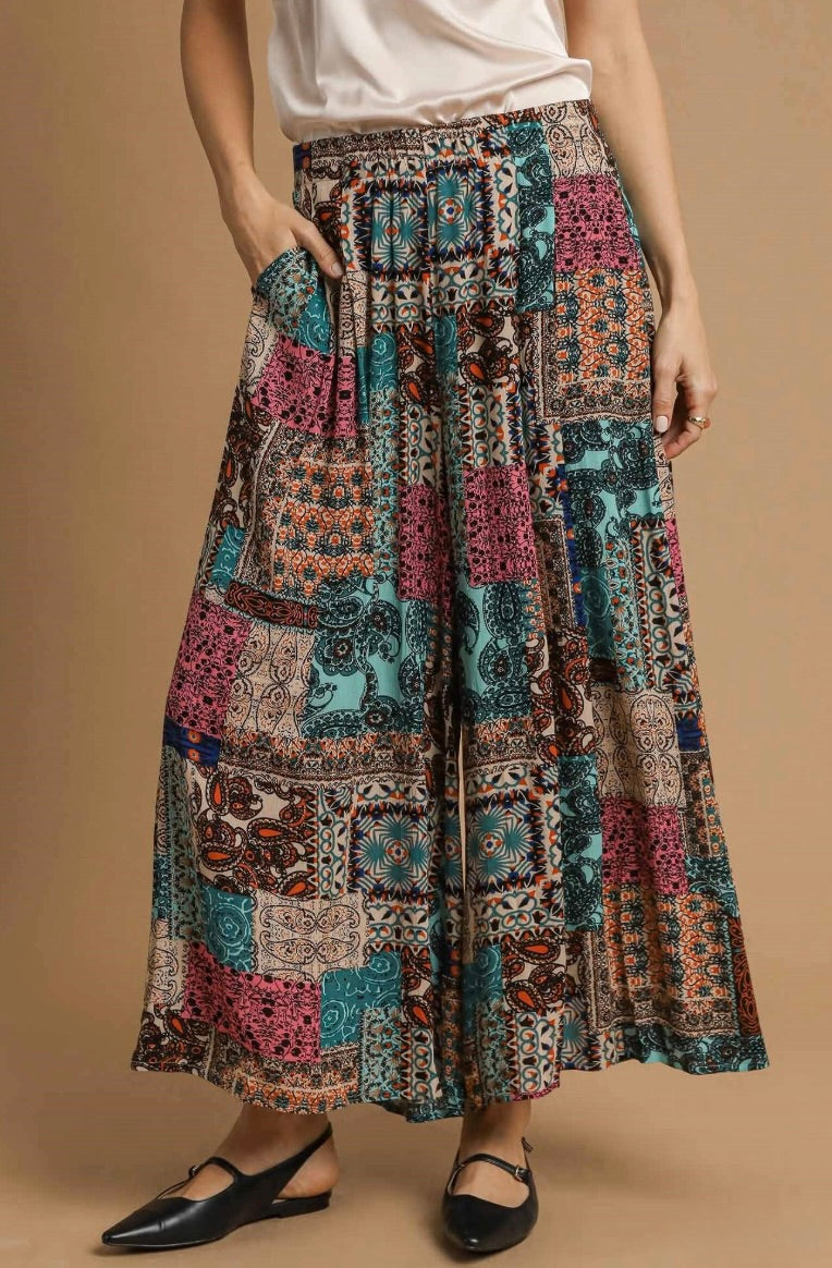 Umgee Patchwork Paisley Pants