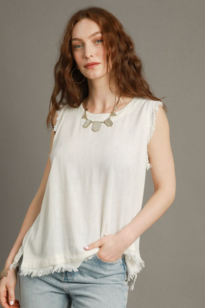 Umgee Linen Fray Top