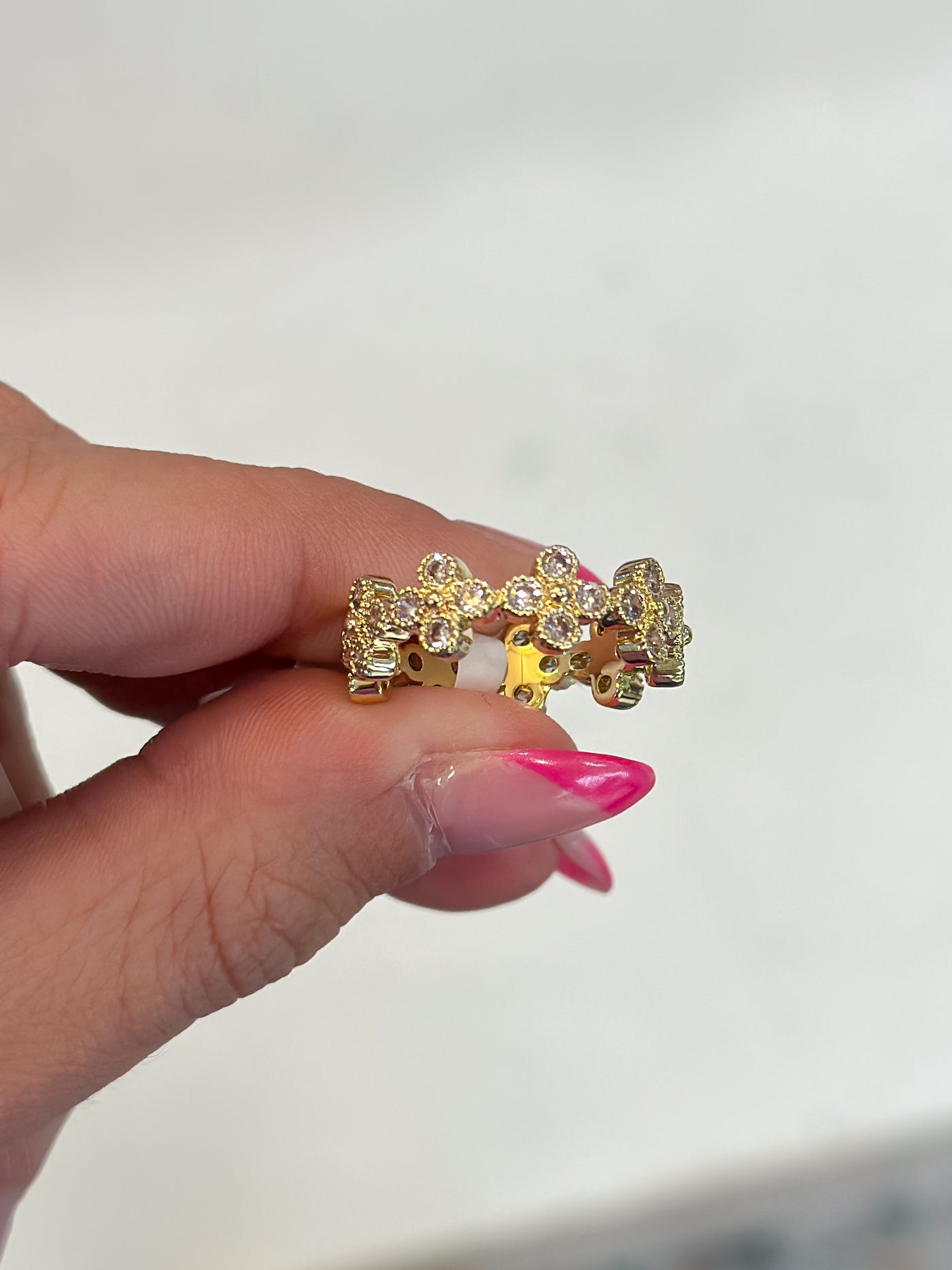 CZ Gold Clover Ring