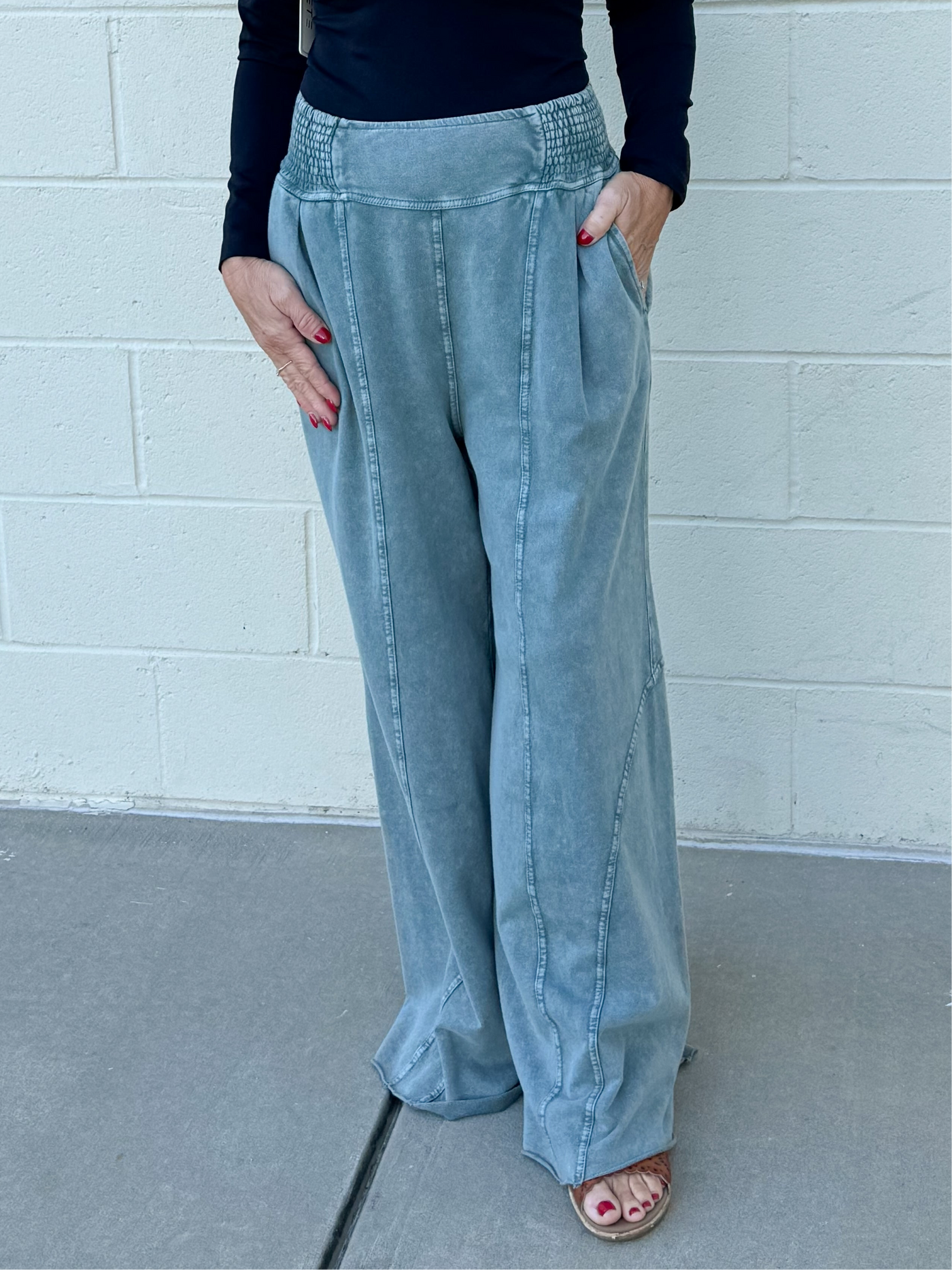 Mineral Wash Smocked Waist Pants by Easel