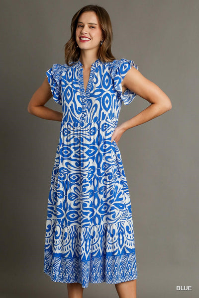 Umgee Two Tone Border Print Dress