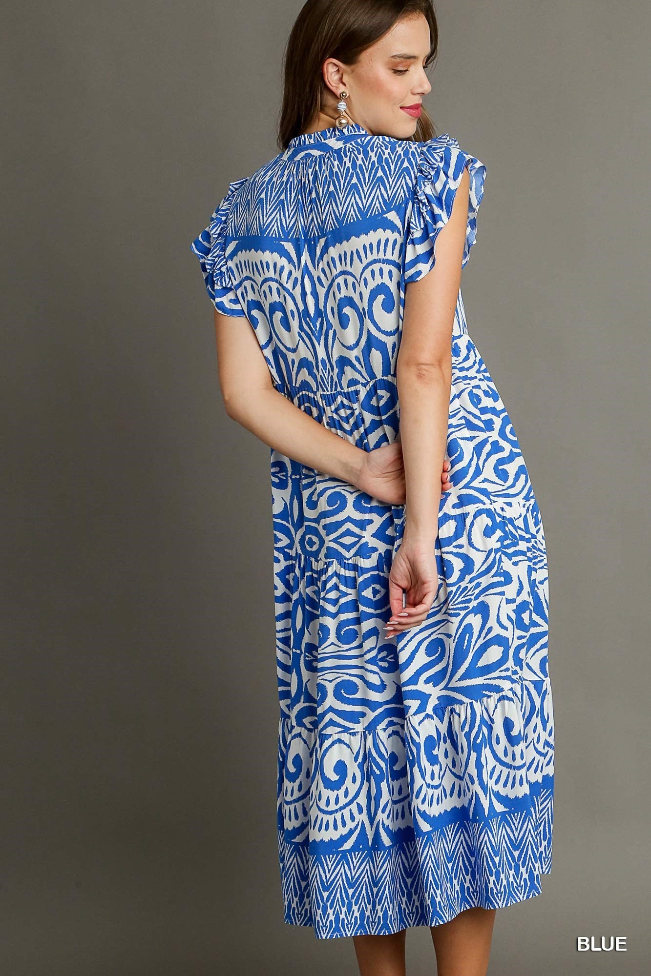 Umgee Two Tone Border Print Dress