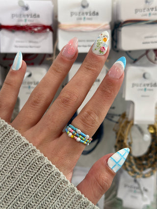 Pura Vida Seed Bead & Pearl Stretch Ring Pack
