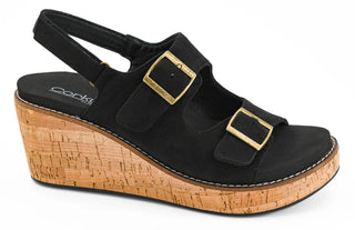 Corky's My Two Cents Wedge Black Faux Suede