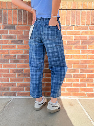 Risen Slouchy Barrel Plaid Jeans