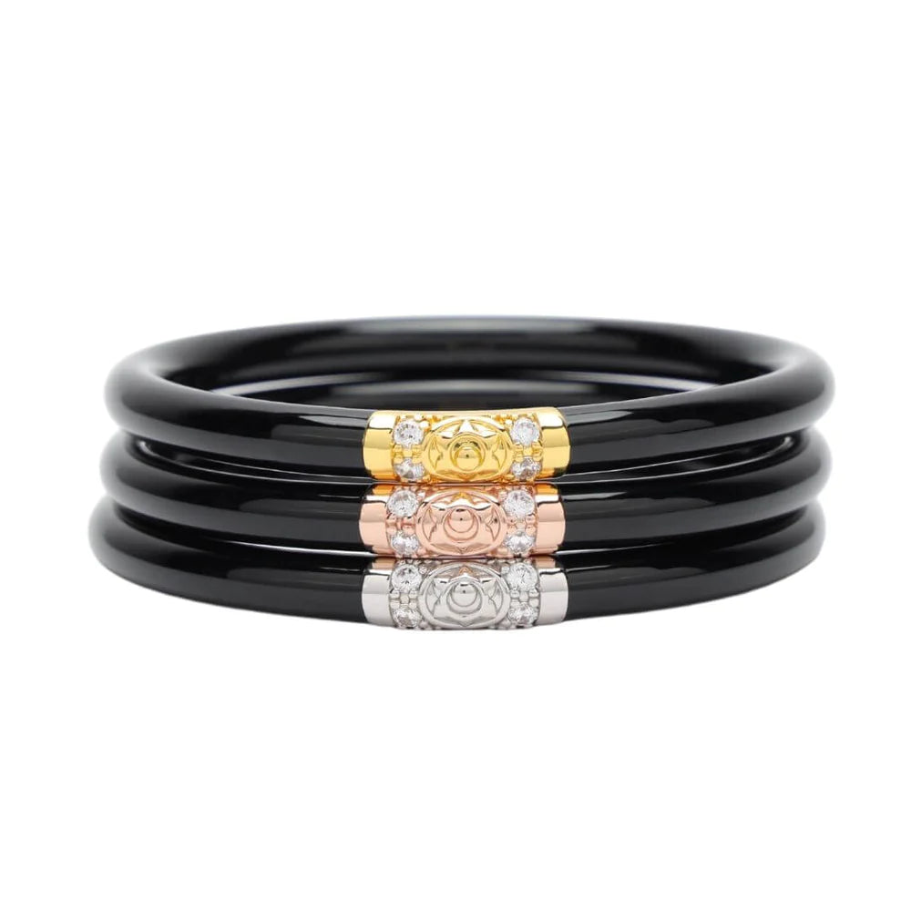 BuDha Girl Three Kings Black All Weather Bangles - Serenity Prayer