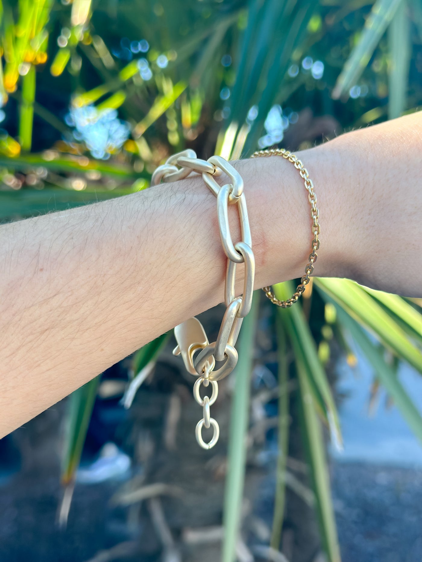 Matte Gold Plated Thick Chain Bracelet