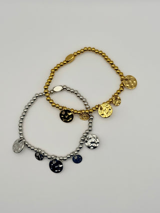 Isla Hammered Coin Stretch Bracelet
