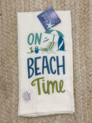 On Beach Time Dish Towel