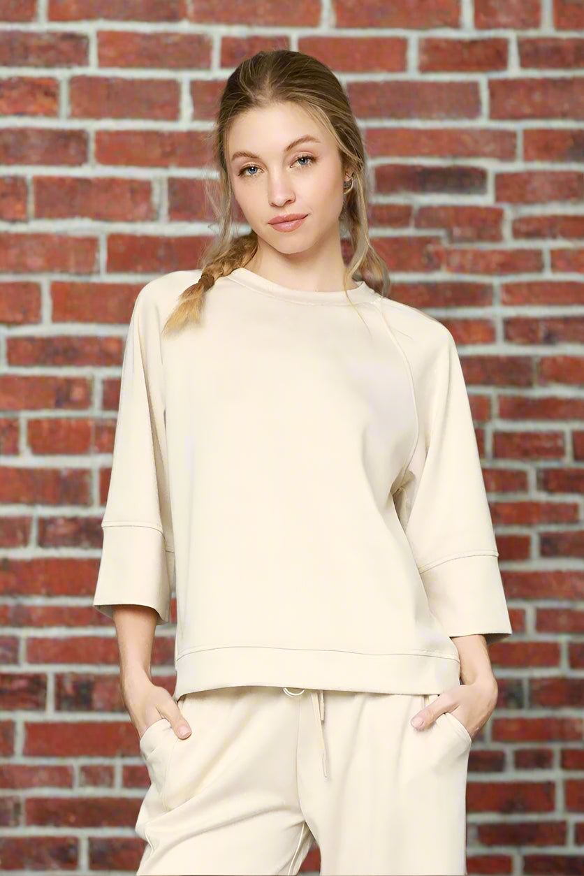 Umgee 3/4 Sleeved Drop Shoulder Top