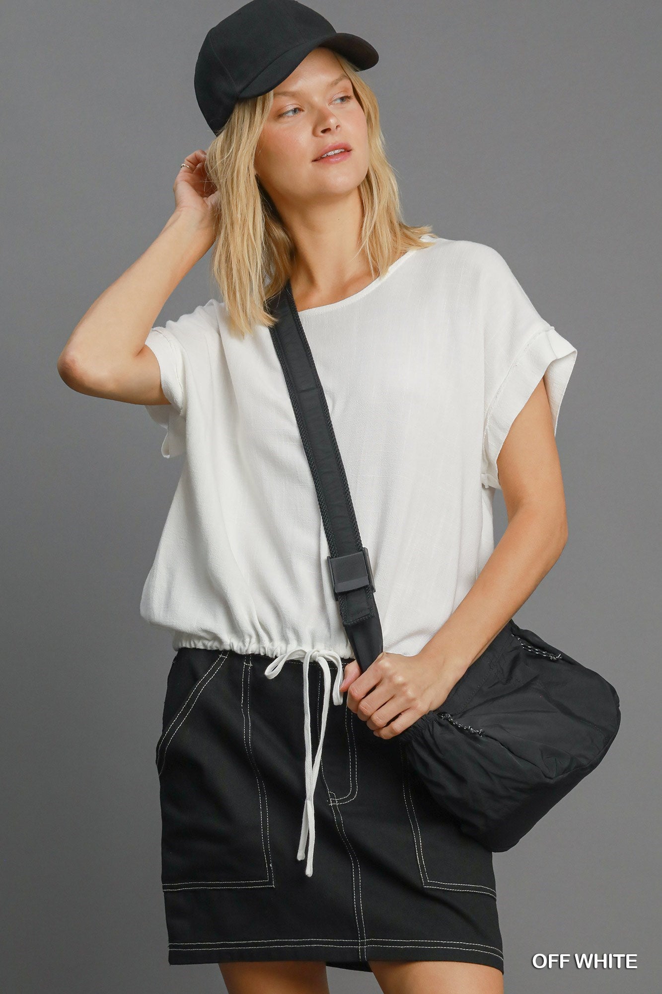 Umgee Washed Linen Blend Cap Sleeve Top