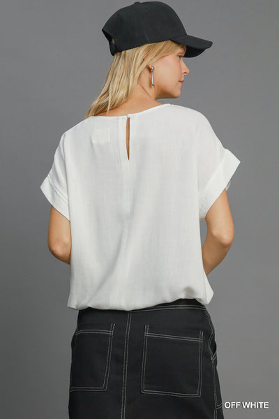 Umgee Washed Linen Blend Cap Sleeve Top