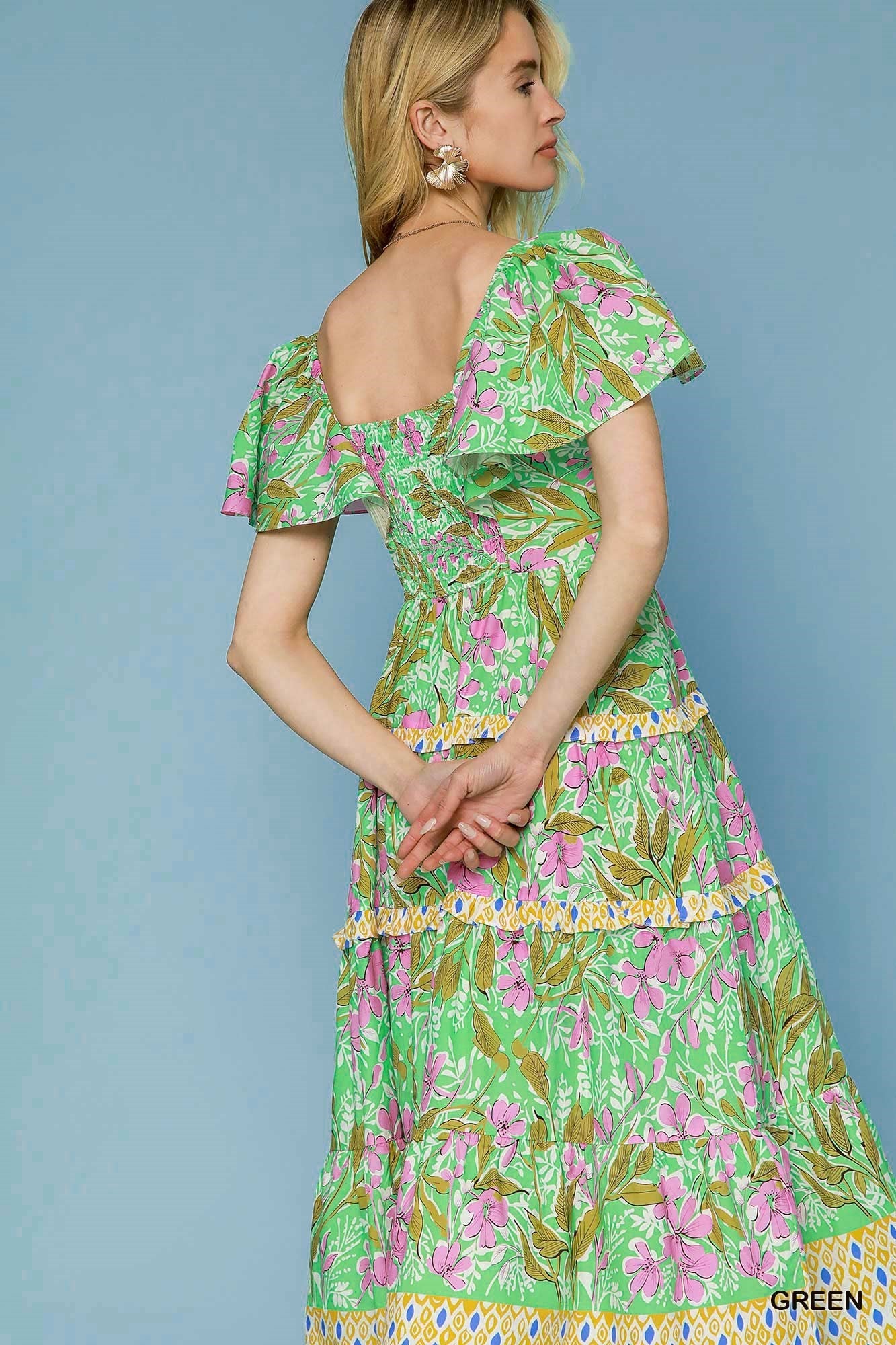 Sadie Ruffle Smocked Midi Dress