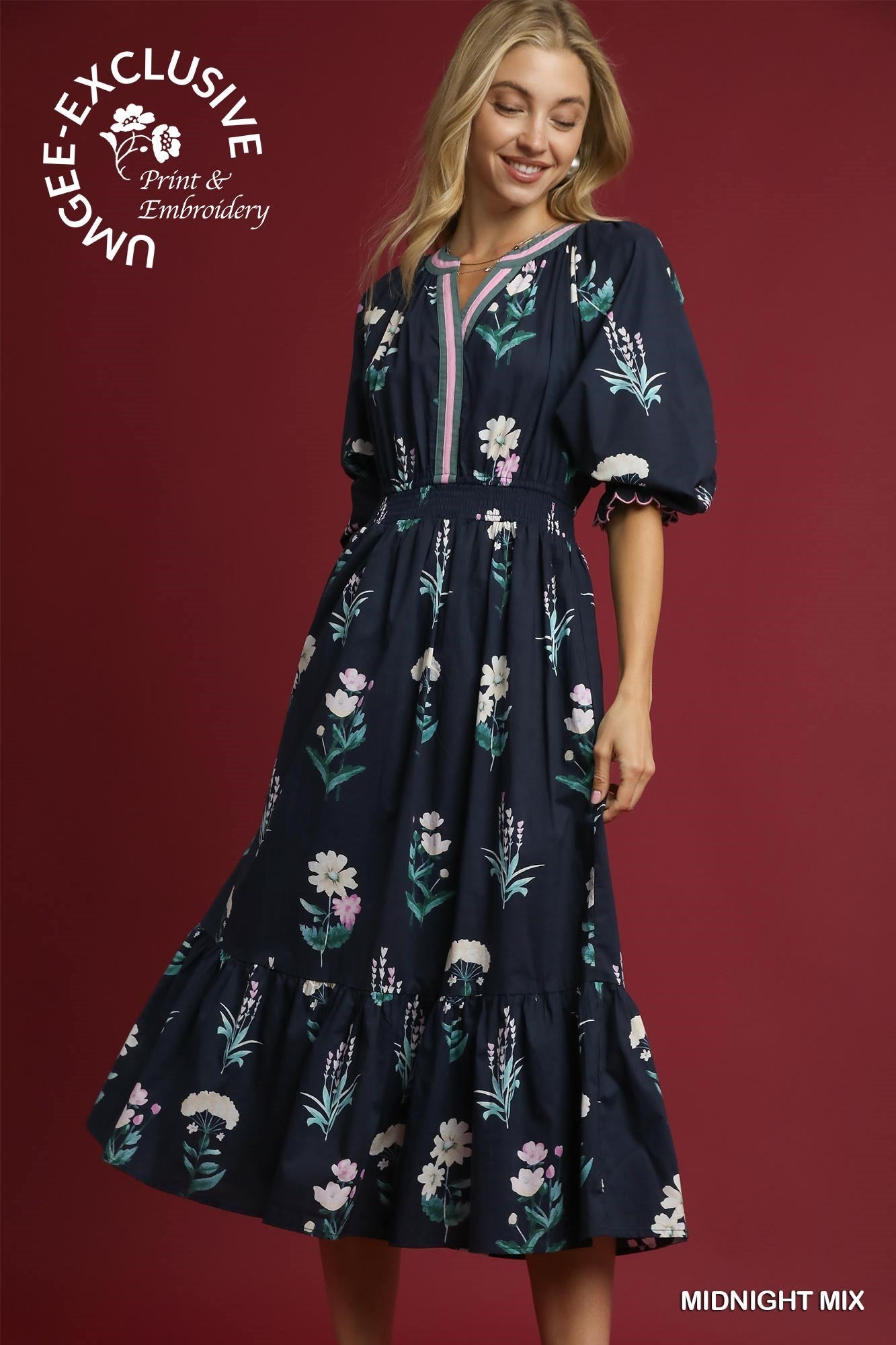 Umgee Midnight Floral Dress