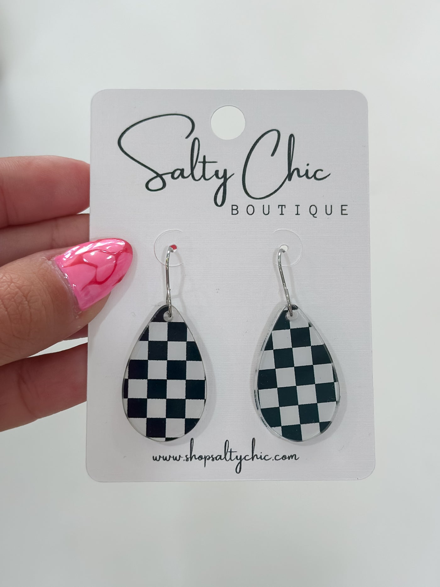 Mini Checkered Resin Earrings