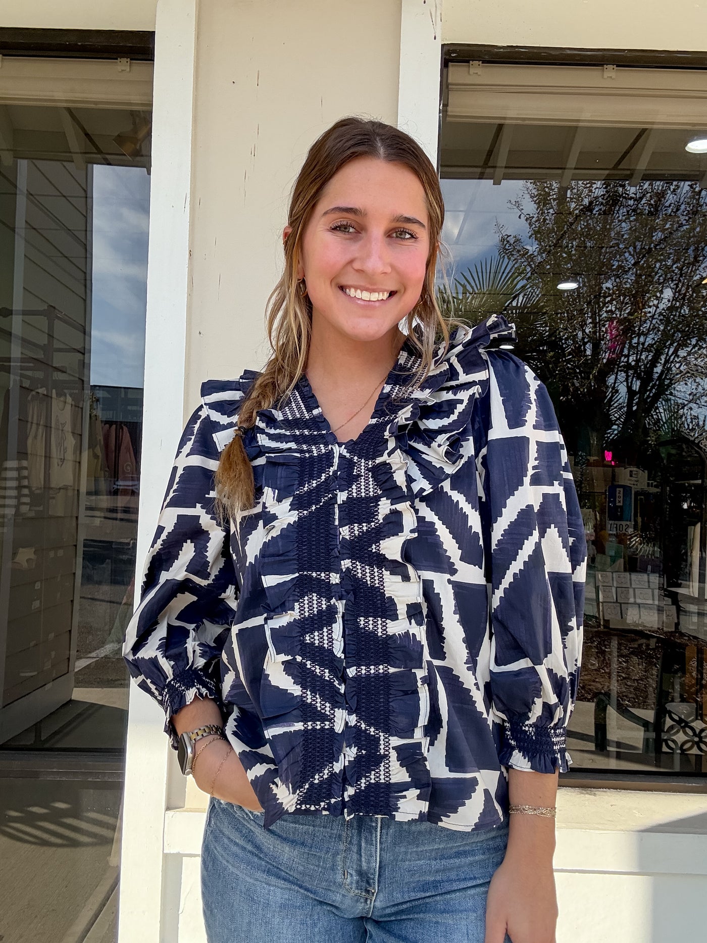 Puff Sleeve Ruffle Blouse