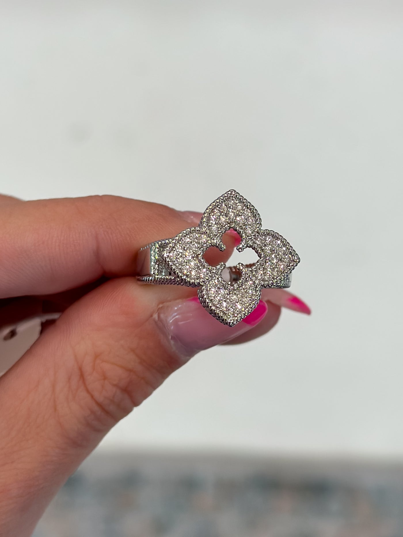 CZ Silver Flower Ring