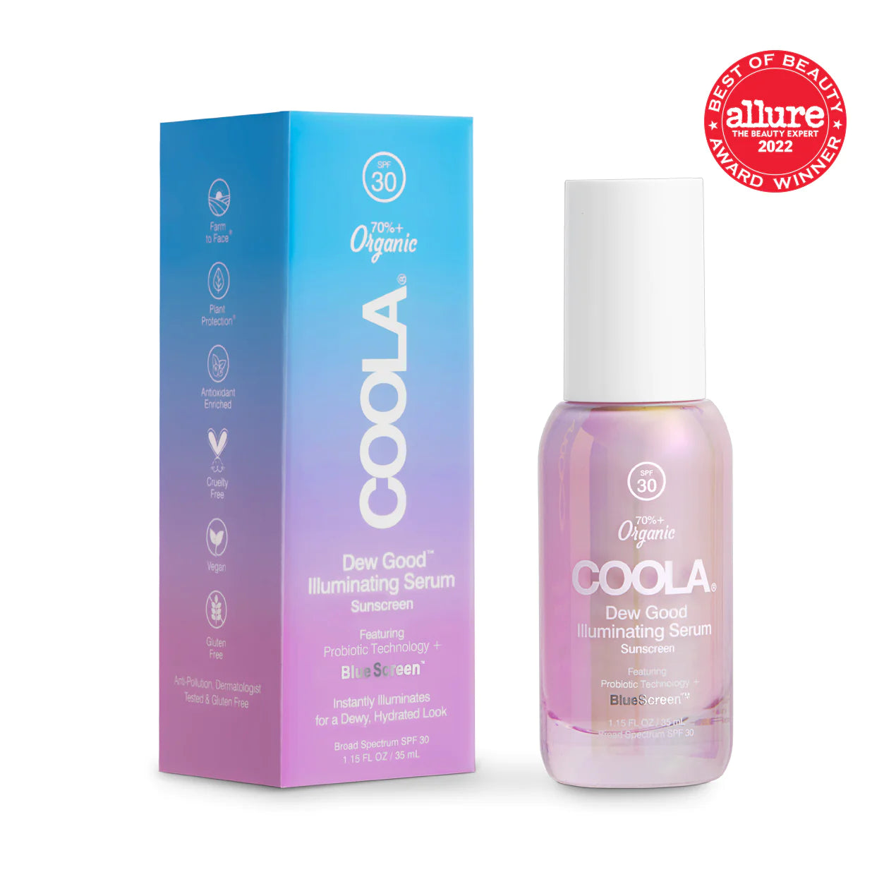 Coola Dew Good Illuminating Serum Sunscreen with Probiotic Technology SPF 30