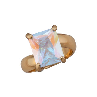 Alchemia Mercury Mist Rectangle Prong Set Adjustable Ring