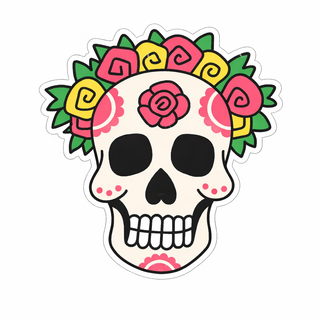 CALAVERA/SUGAR SKULL WITH ROSES Magnet