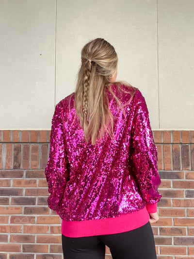 Queen of Bling Hot Pink Sequin Top