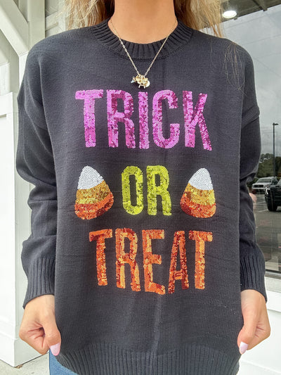 Halloween Trick Or Treat Sequin Sweater