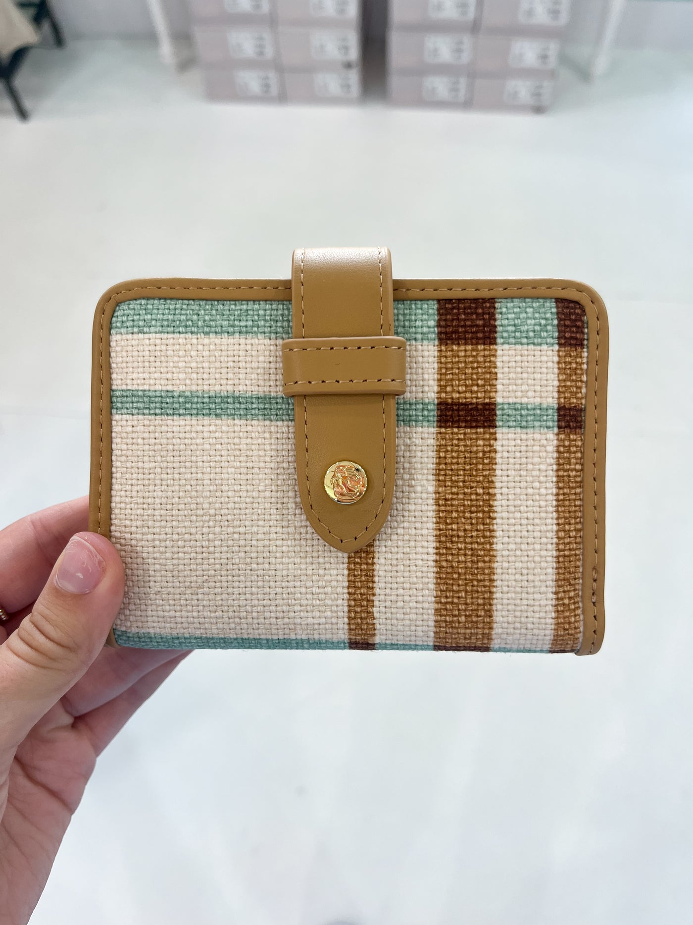 Spartina League Mini Wallet Kalalanta Plaid Cream