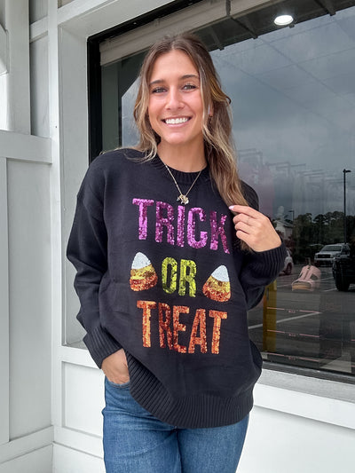 Halloween Trick Or Treat Sequin Sweater