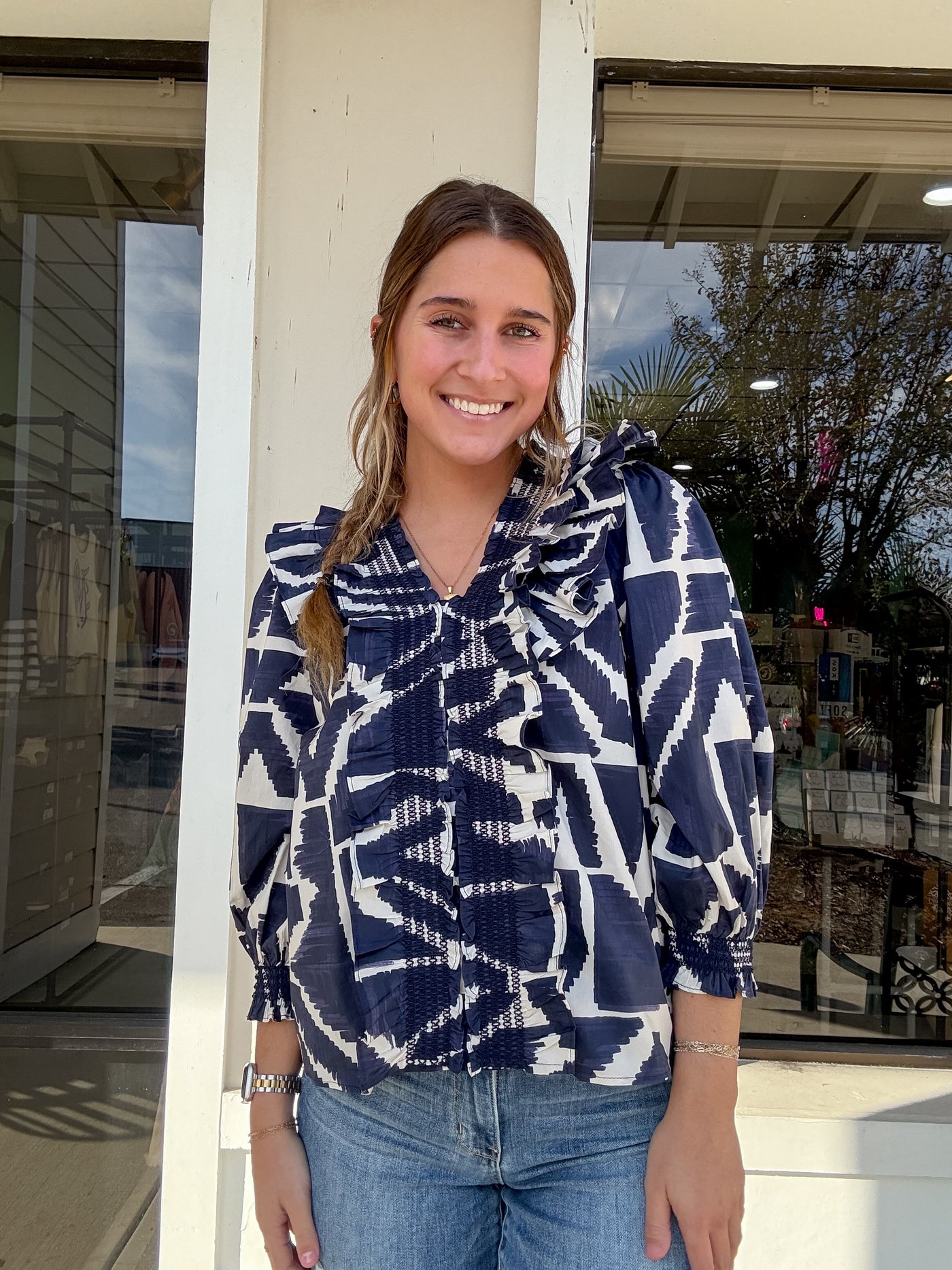 Puff Sleeve Ruffle Blouse