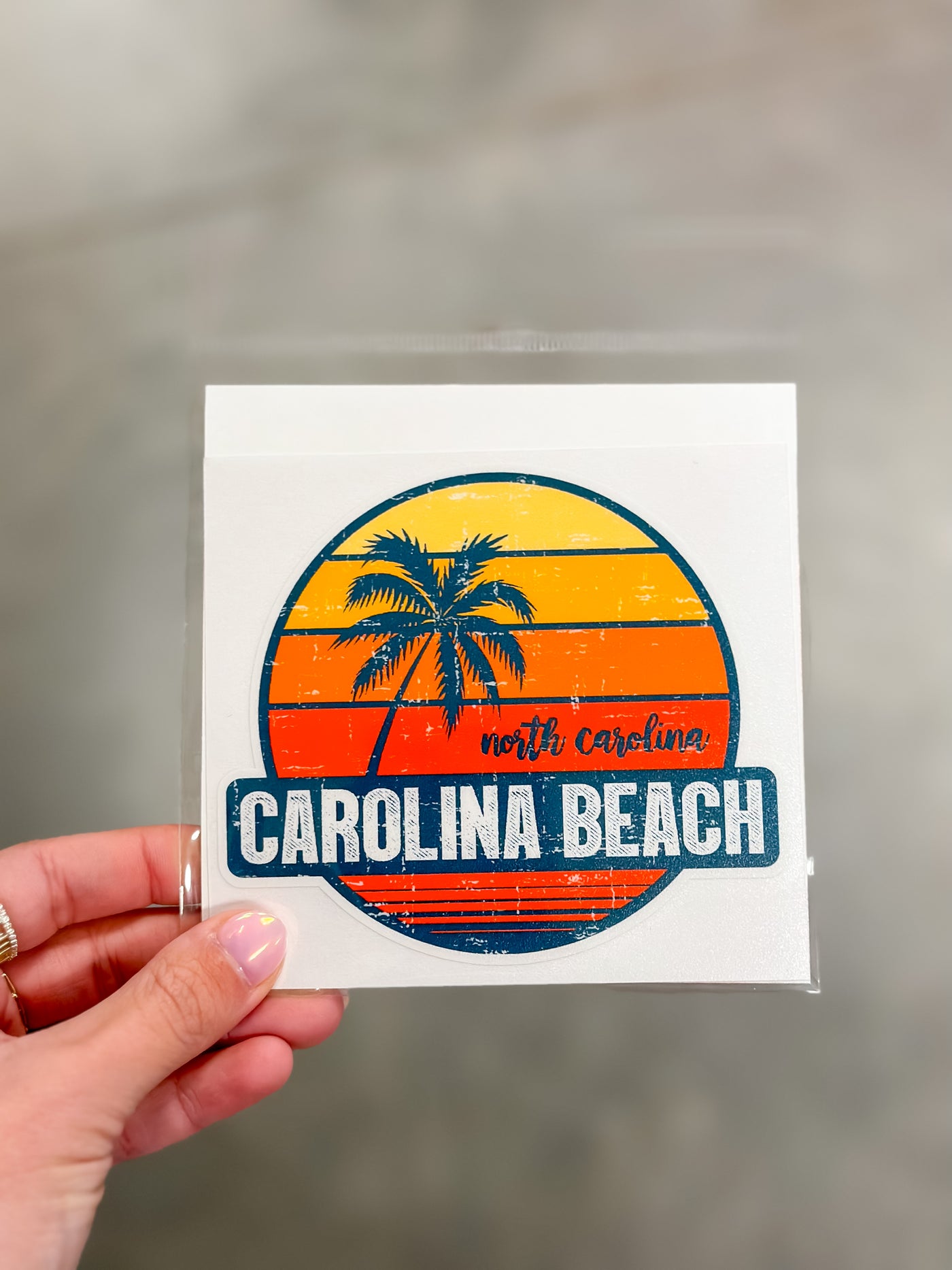Carolina Beach Palm Tree Sunset Sticker