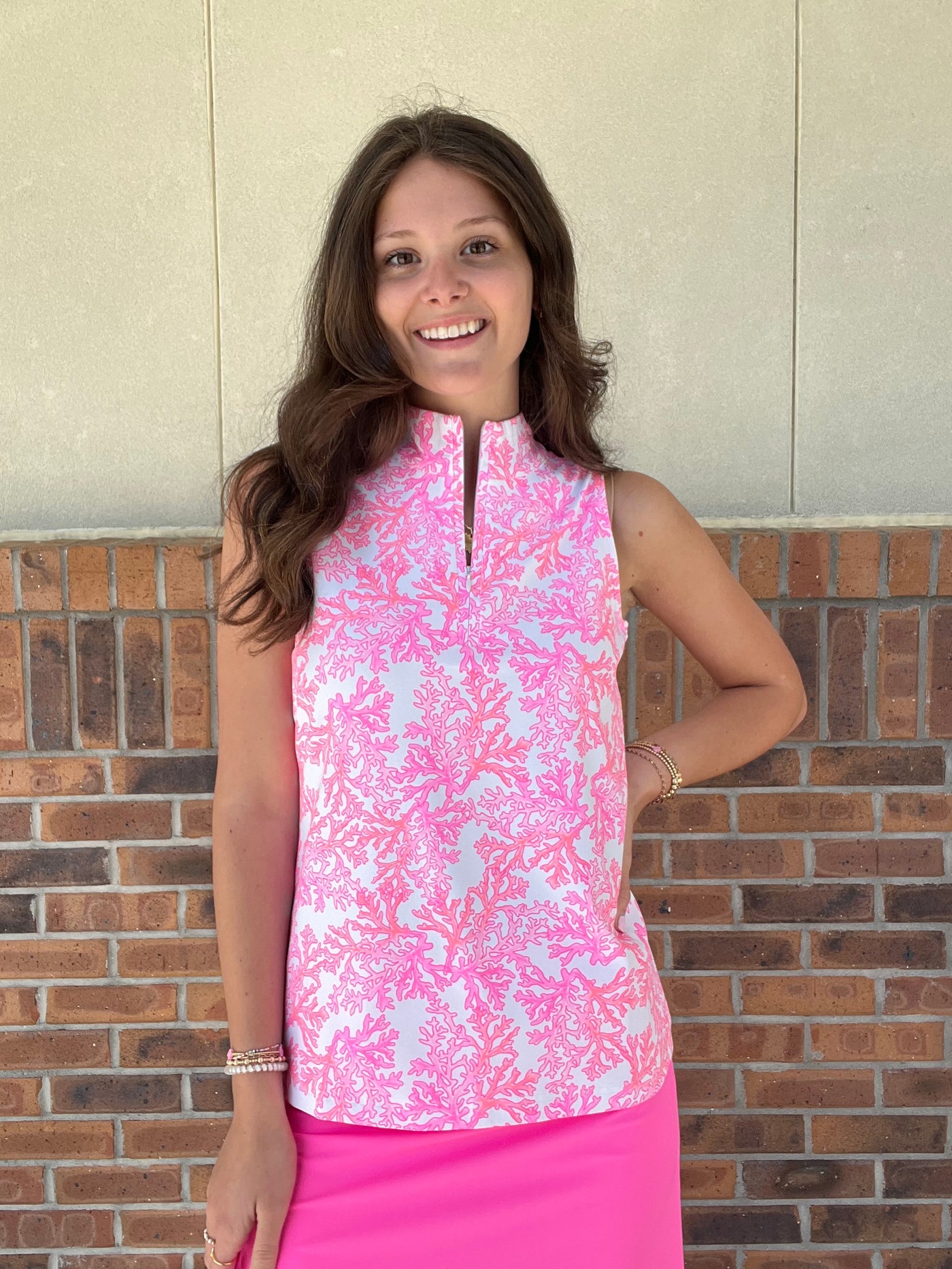 LuLu B Coral Reef Sleeveless Zip Top