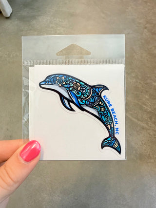Floral Dolphin Kure Beach Medium Sticker
