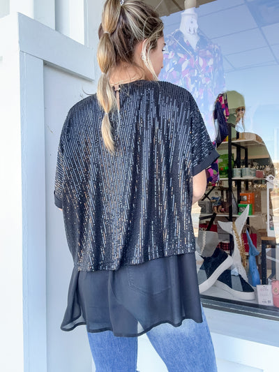 Umgee Sequin Round Neck Layering Top