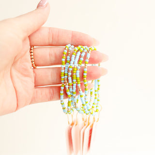 Beaded Blondes Lime Green and Blue Sprinkle Bracelet