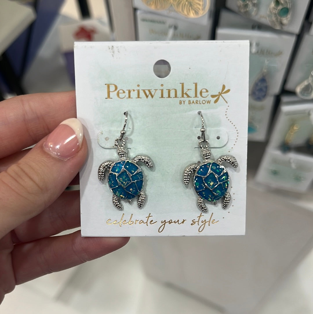 Periwinkle Blue Turtle Earrings
